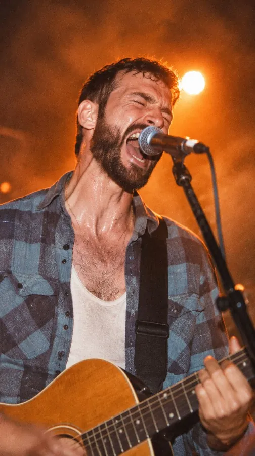 Lead singer with acoustic guitar